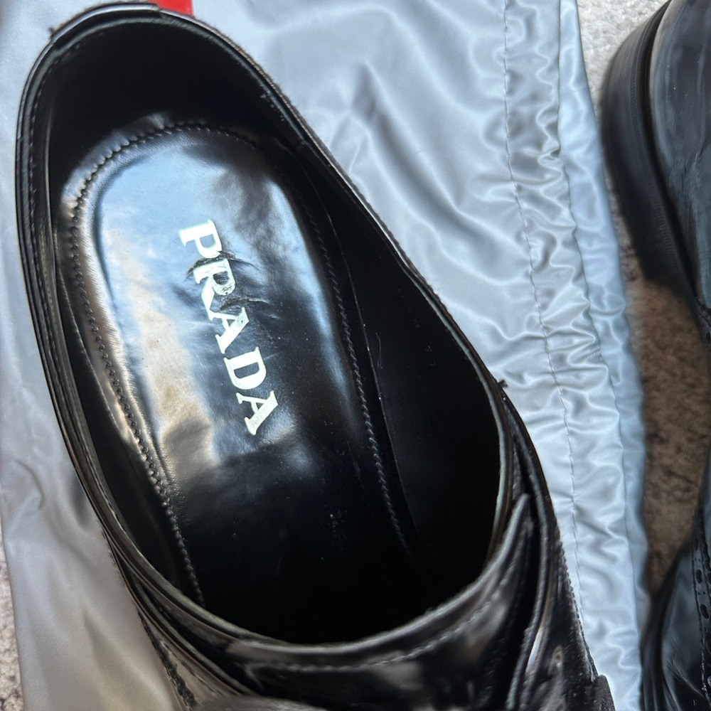 Prada Men's Shiny Black Oxford Shoes - Picture 9 of 11